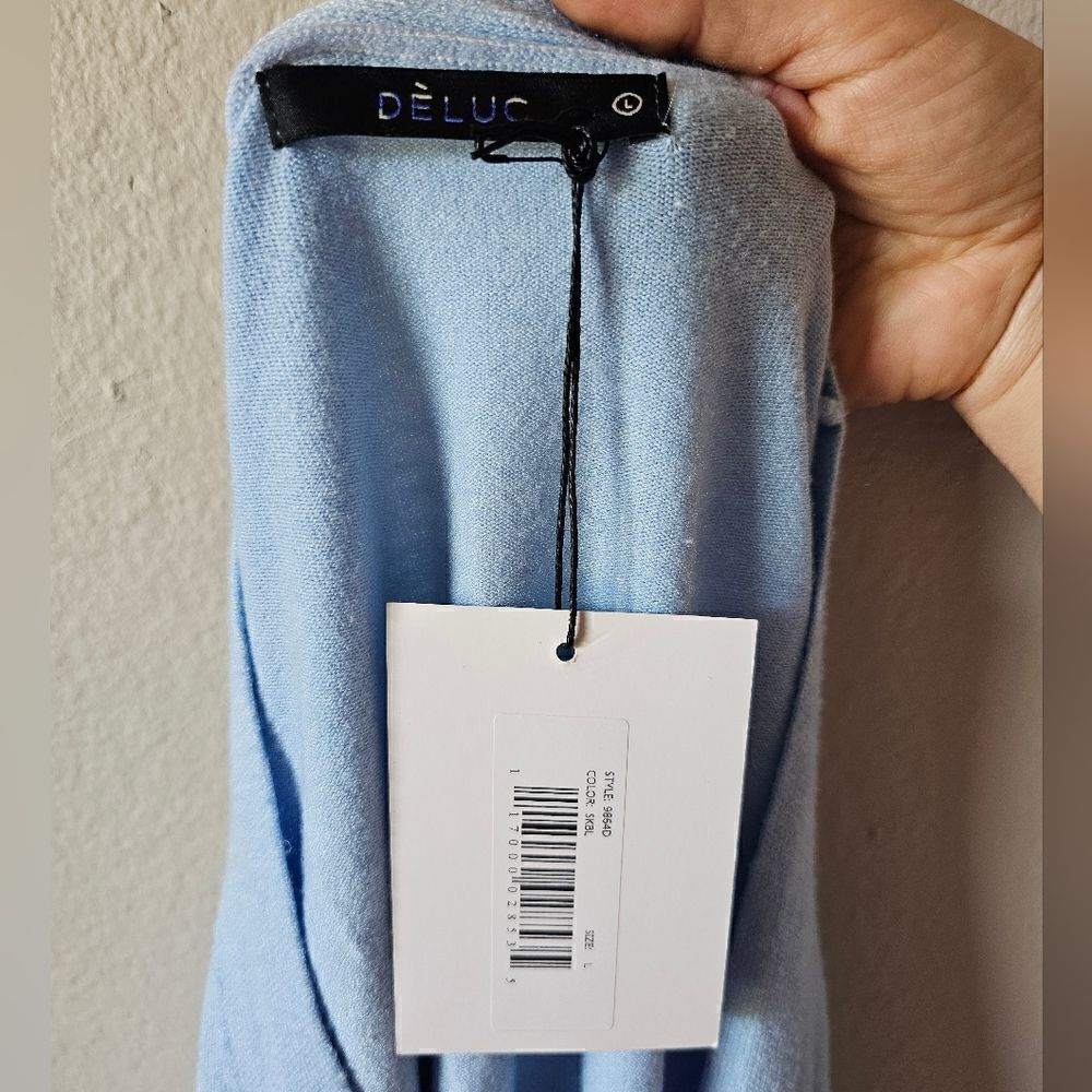 NWT Deluc Blue Button Down Cardigan Large - Picture 3 of 5